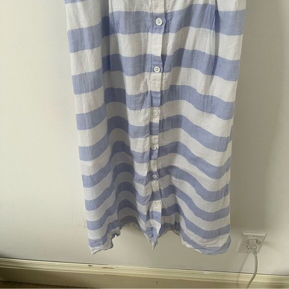 Lulu’s Blue Ivory “Transatlantic Voyage” Off The Shoulder Striped Mini Dress - Picture 12 of 15